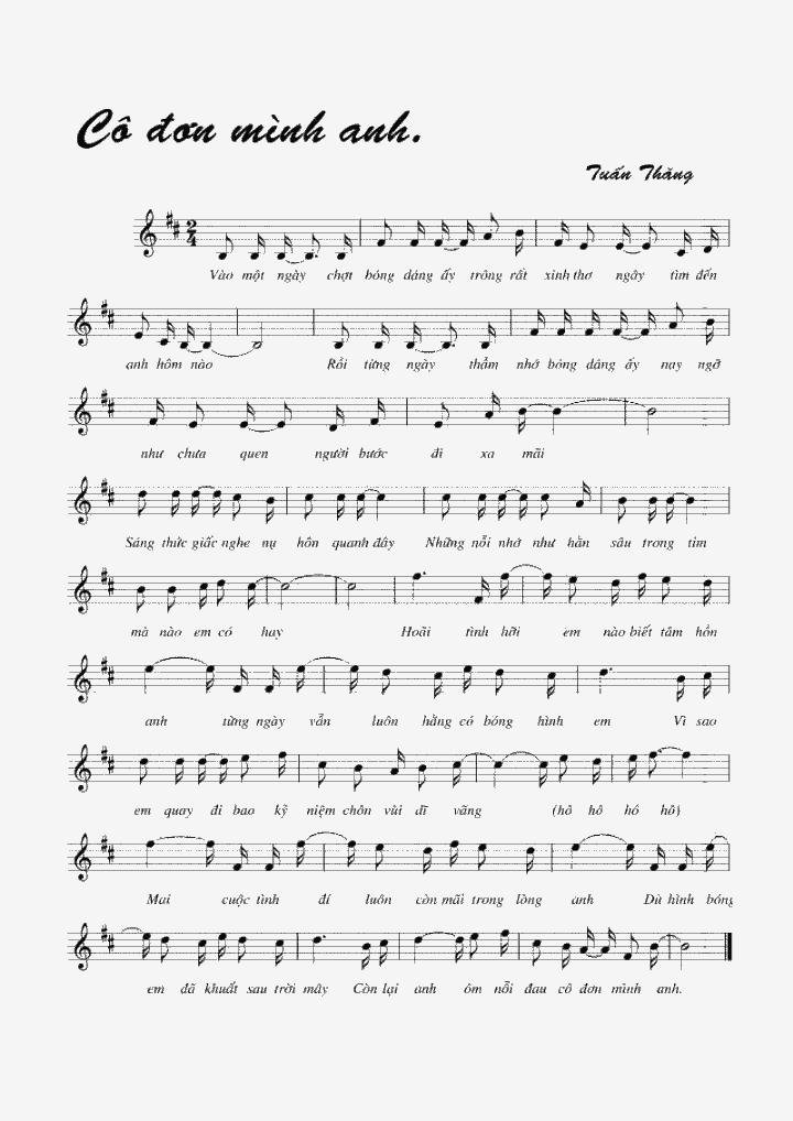 Sheet nhạc Cô Đơn Mình Anh